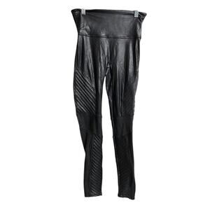 Spanx Faux Leather Moto Leggings Black Medium